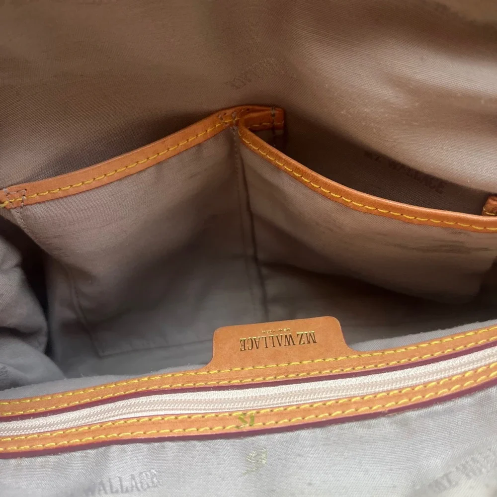 MZ Wallace Jane Satchel Bag Eggplant Plum Purple Nylon Leather Trim Designer‎